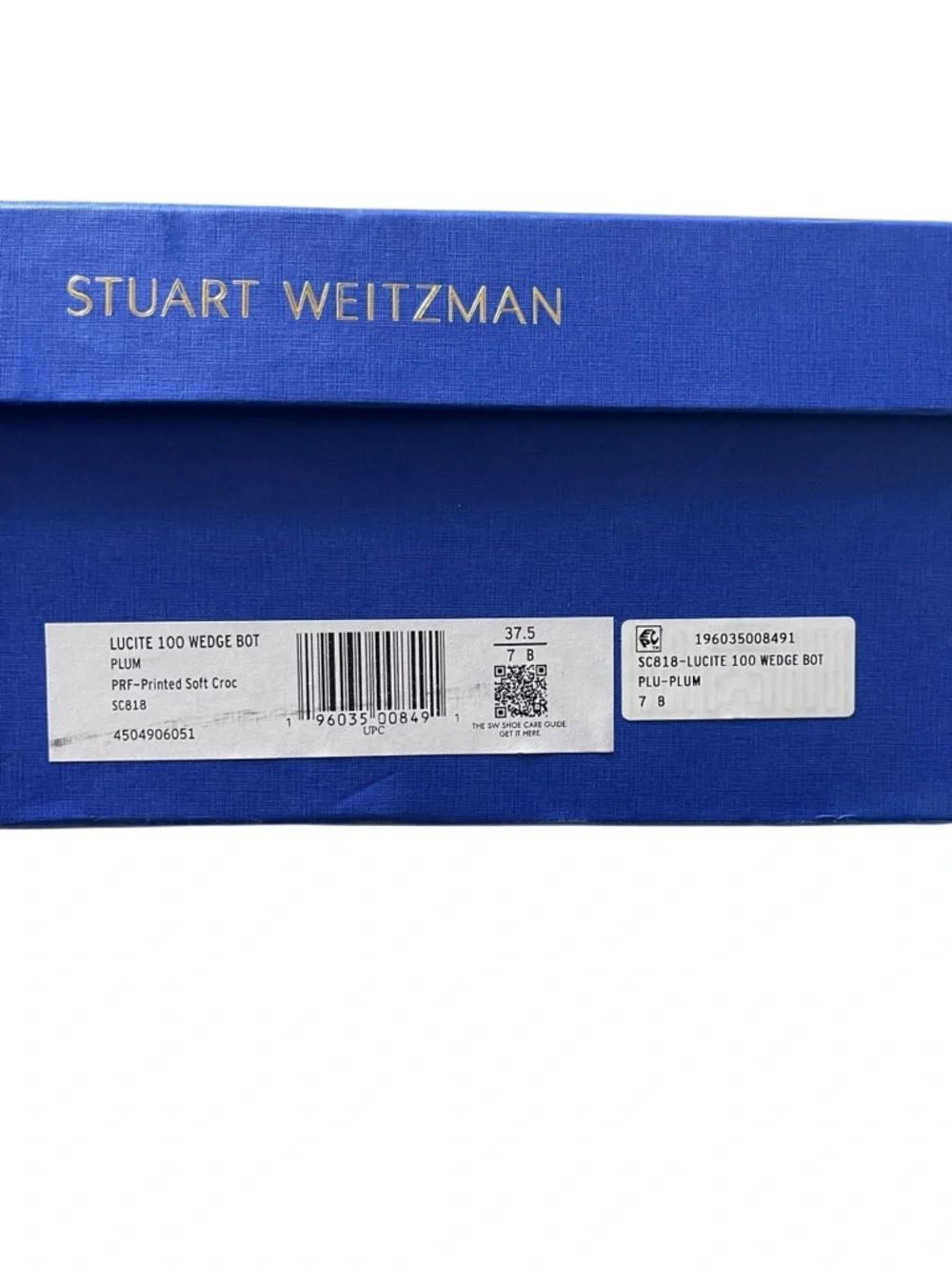 NWT STUART WEITZMAN Lucite 100mm Wedge Croc Embossed Thigh High Boots 7